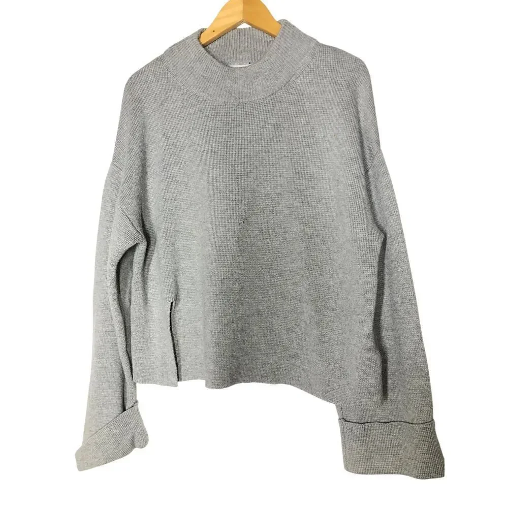 Victor Alfaro Mock Neck Sweater Oversized Gray XL
